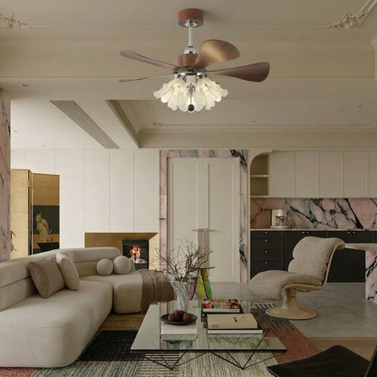 Modern Wooden Fan with Glass Shades