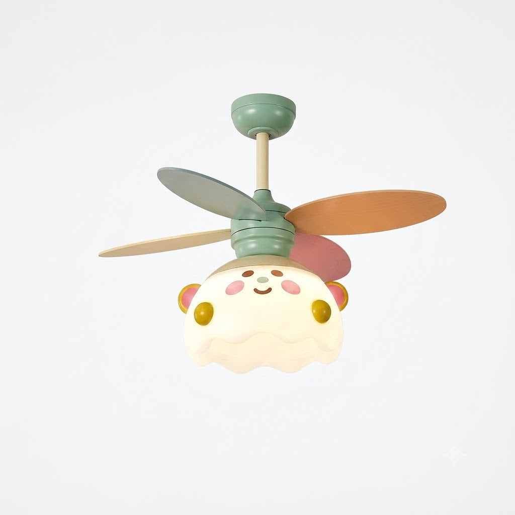 Kids Bear Ceiling Fan with LED Light
