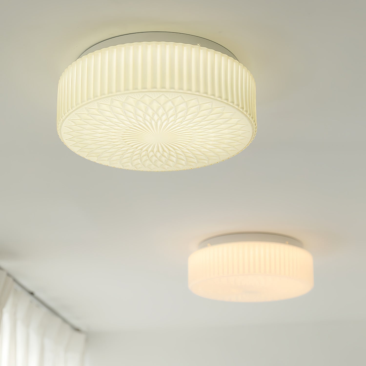 Retro Nostalgia Milky White Art Glass Ceiling Light