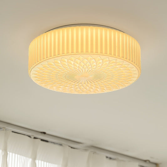 Retro Nostalgia Milky White Art Glass Ceiling Light Living Room-[Modern pendant lighting for bedroom and living space]-Demolights UK