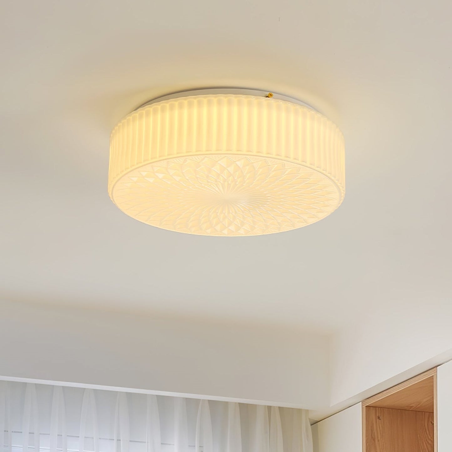 Retro Nostalgia Milky White Art Glass Ceiling Light