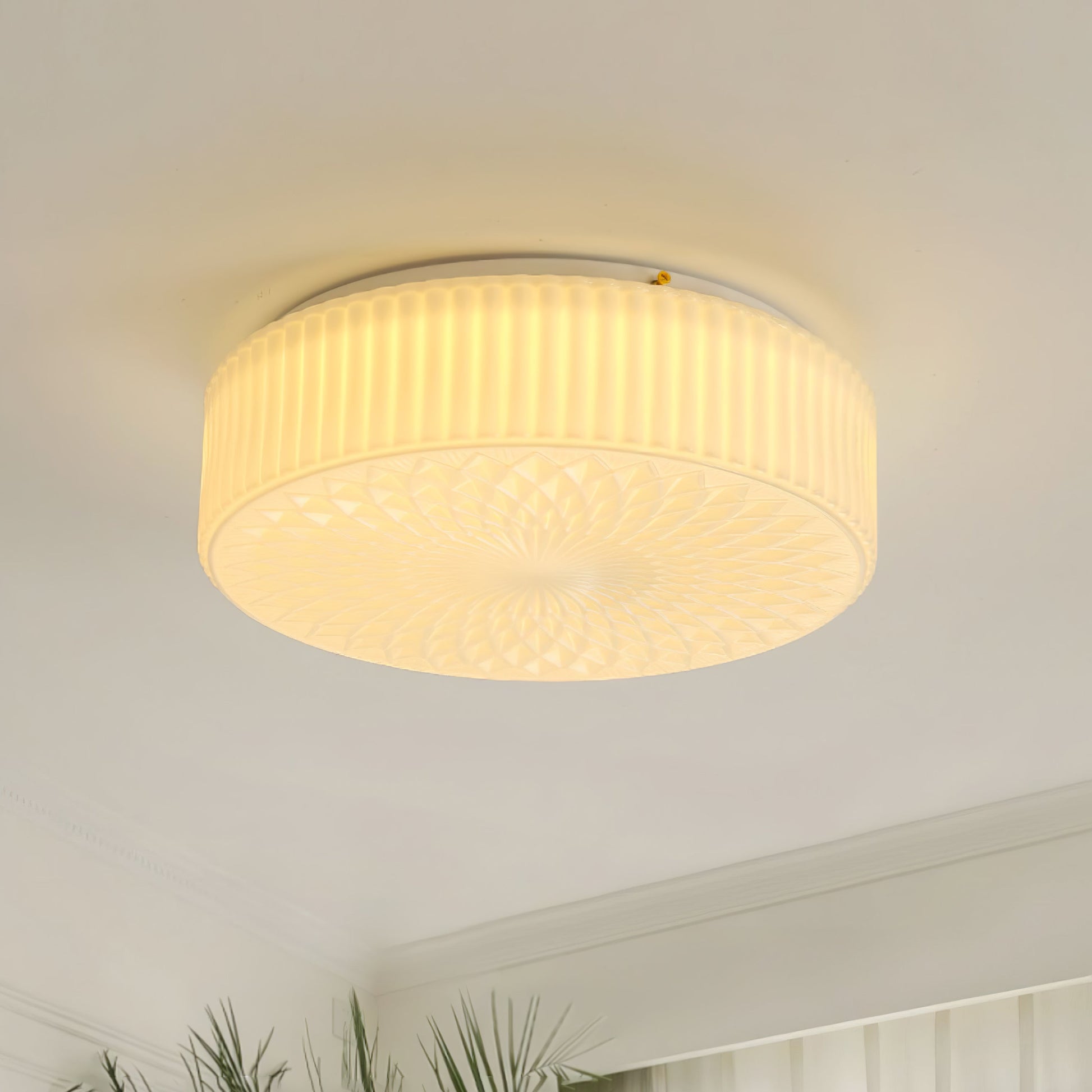 Retro Nostalgia Milky White Art Glass Ceiling Light