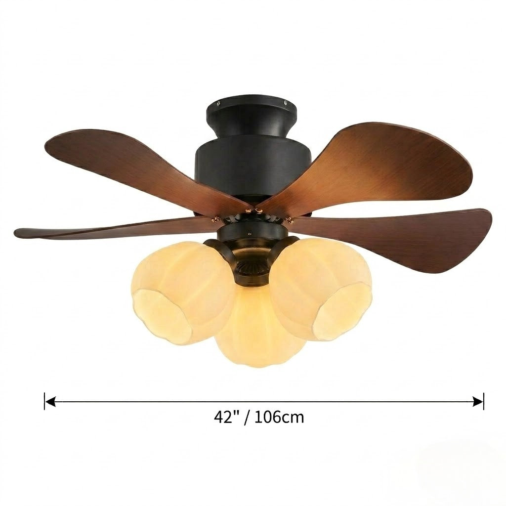 Nordic Flower Glass Shade Ceiling Fan