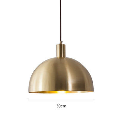 Mid-Century Brass Dome Pendant Light -