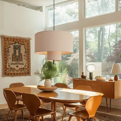 Nested Linen Drum Pendant Light