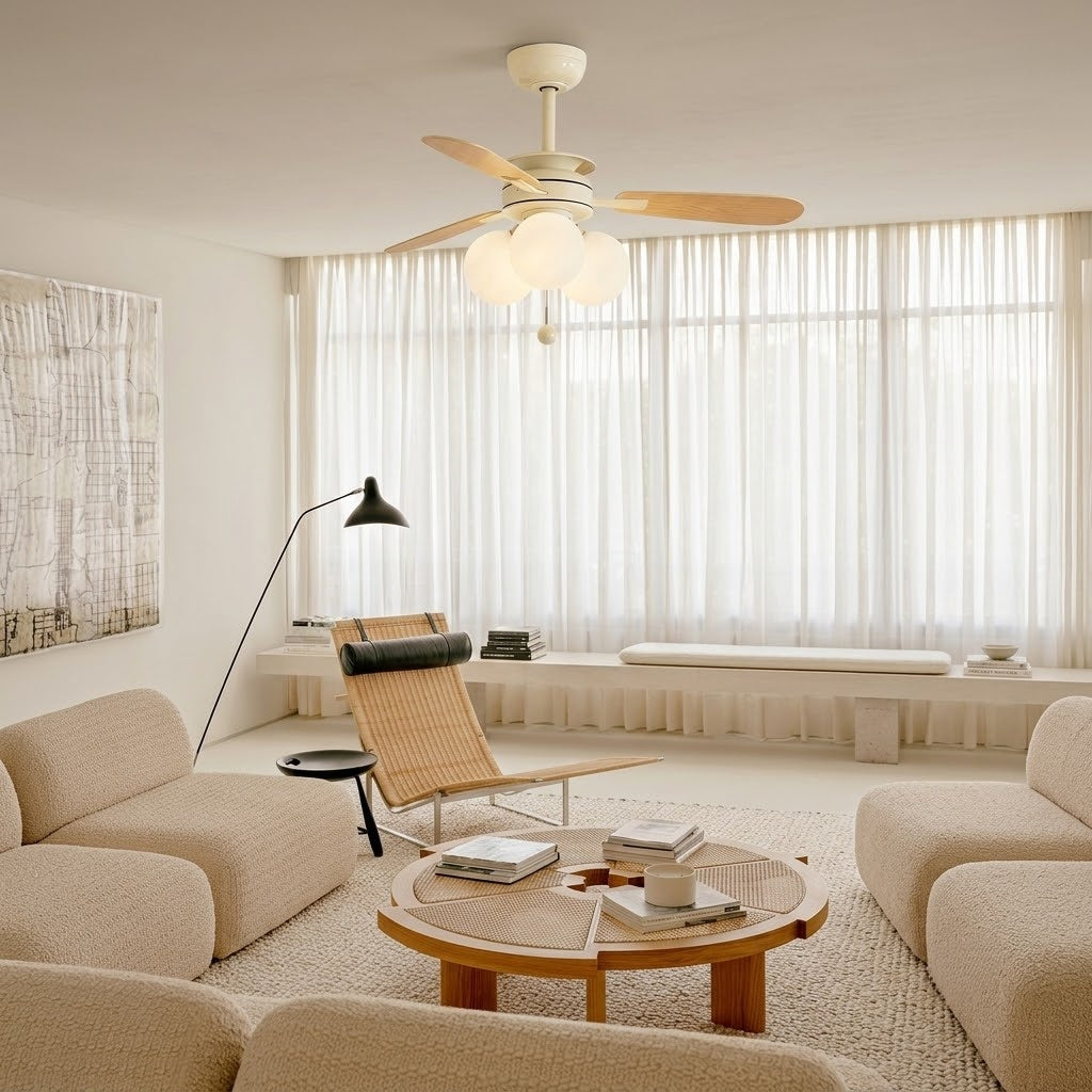 Nordic Wooden Fan with 3 Glass Shades
