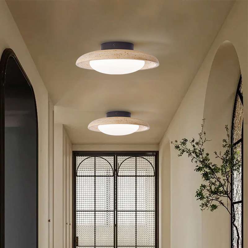 Yellow Travertine Stone Ceiling Light