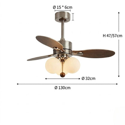 Wooden Blade Fan with Glass Shades