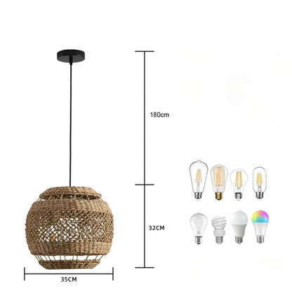 Hand-Woven Rattan Coastal Pendant