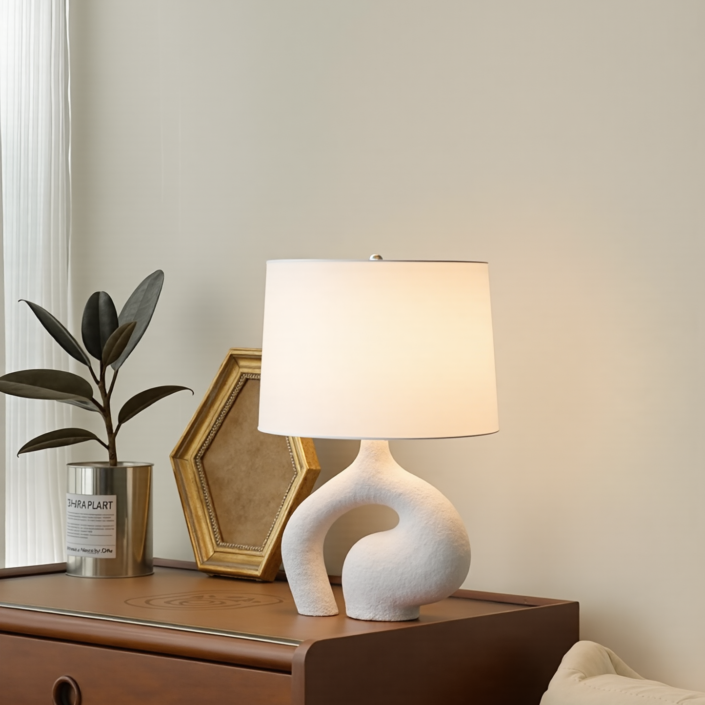 Biomorphic Textured Ceramic Table Lamp