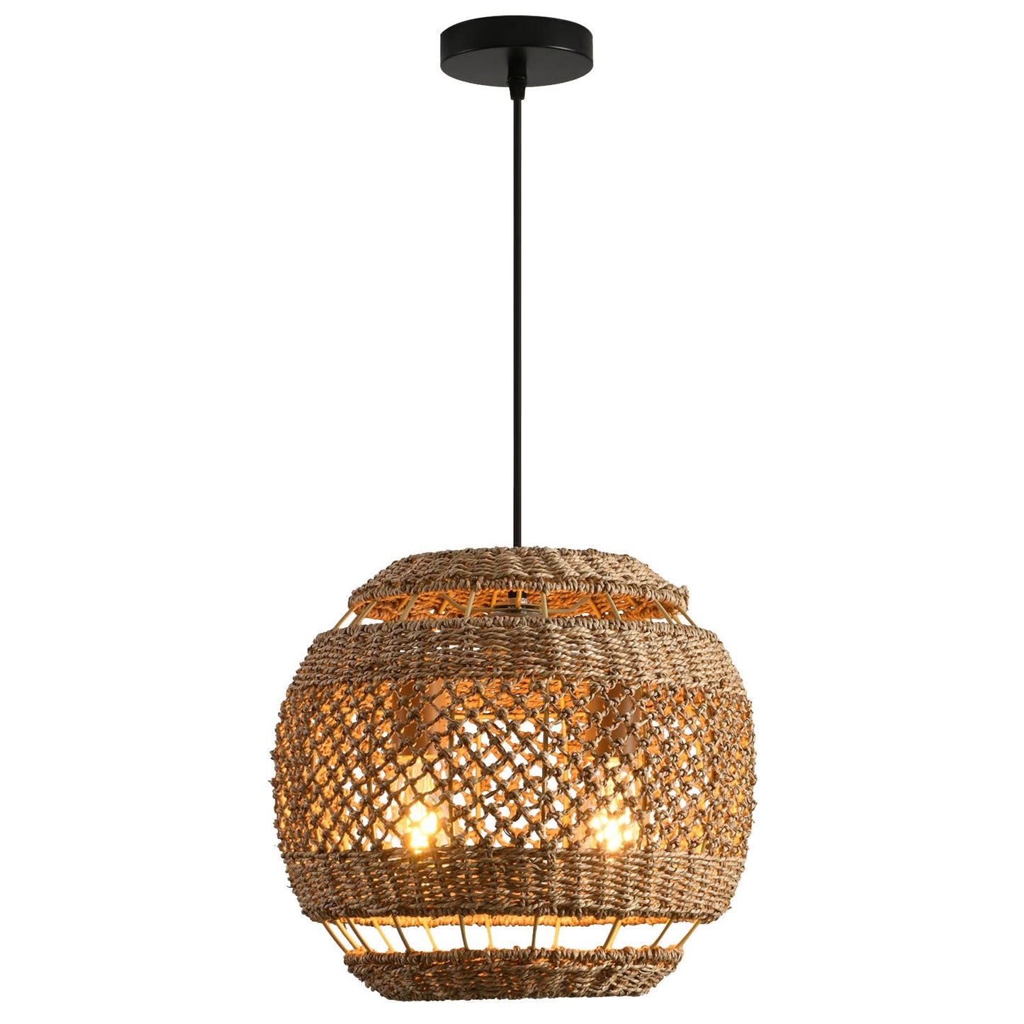 Hand-Woven Rattan Coastal Pendant