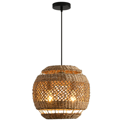 Hand-Woven Rattan Coastal Pendant
