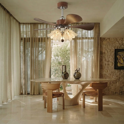 Modern Wooden Fan with Glass Shades