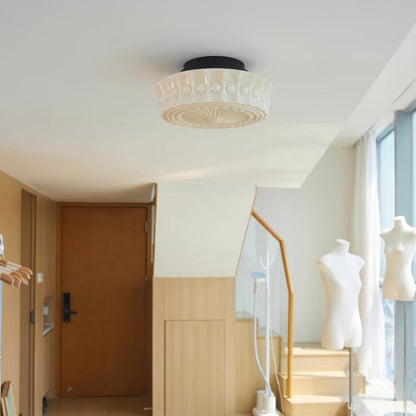 French Vintage Glass Flush Ceiling Light