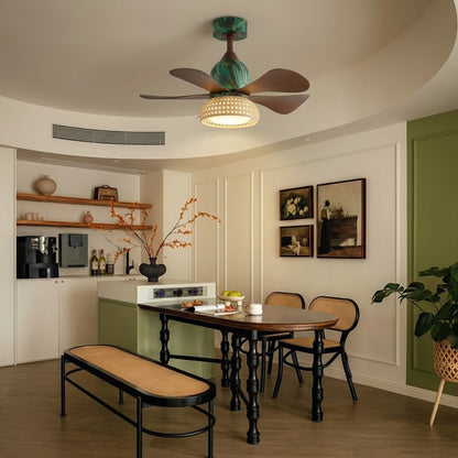 Retro Tropical Rattan Ceiling Fan