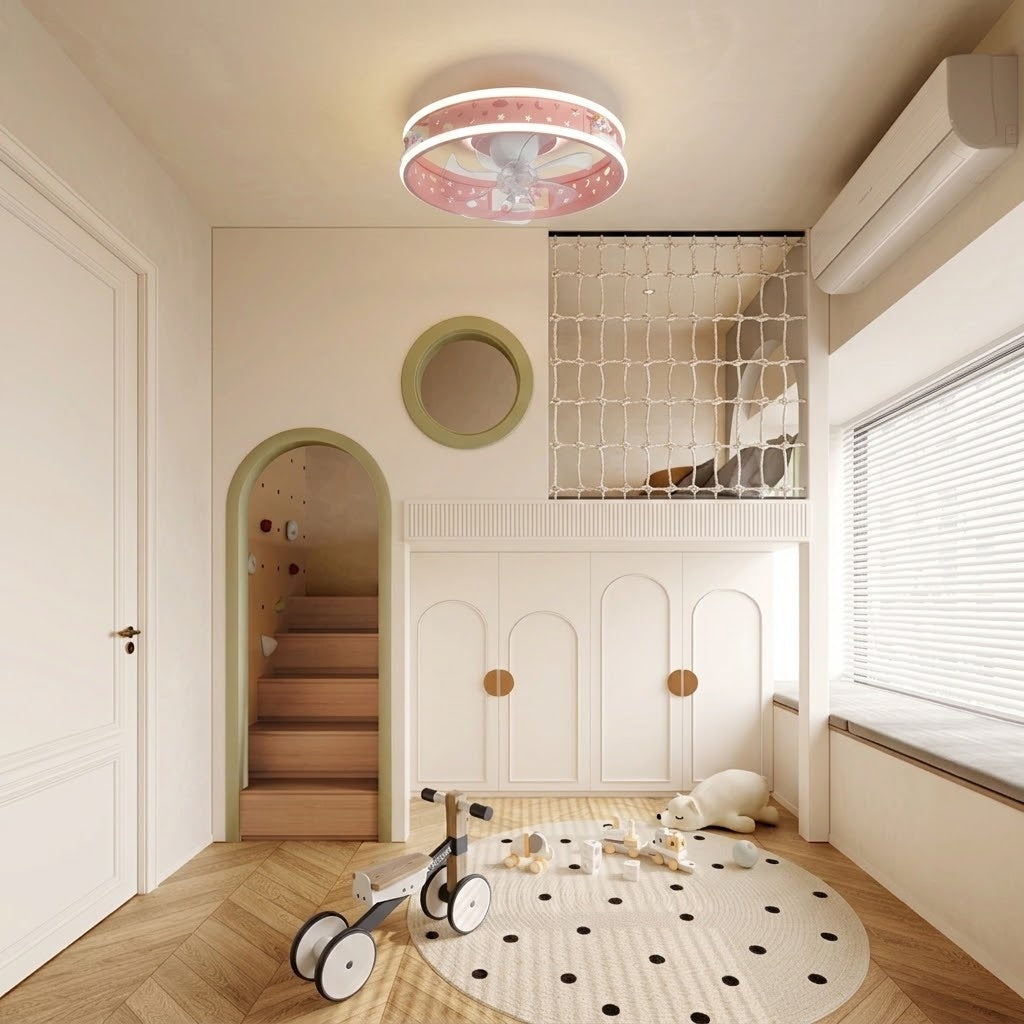 Kids Round Ceiling Fan with LED Light