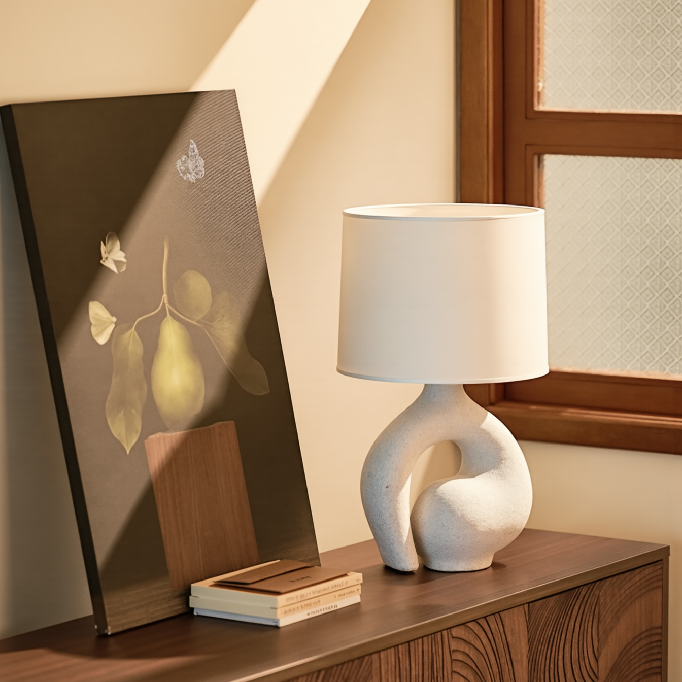 Biomorphic Textured Ceramic Table Lamp