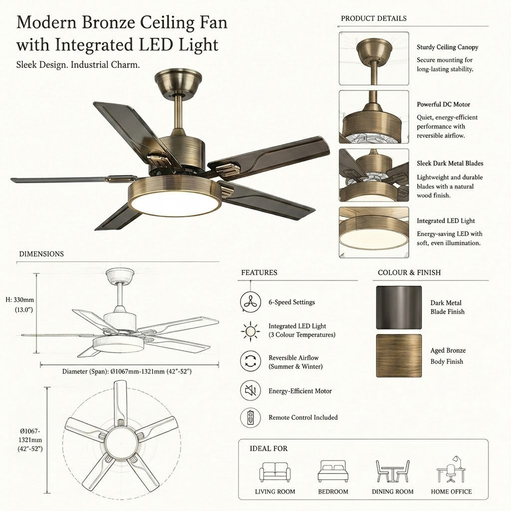 White or Bronze DC Motor Ceiling Fan