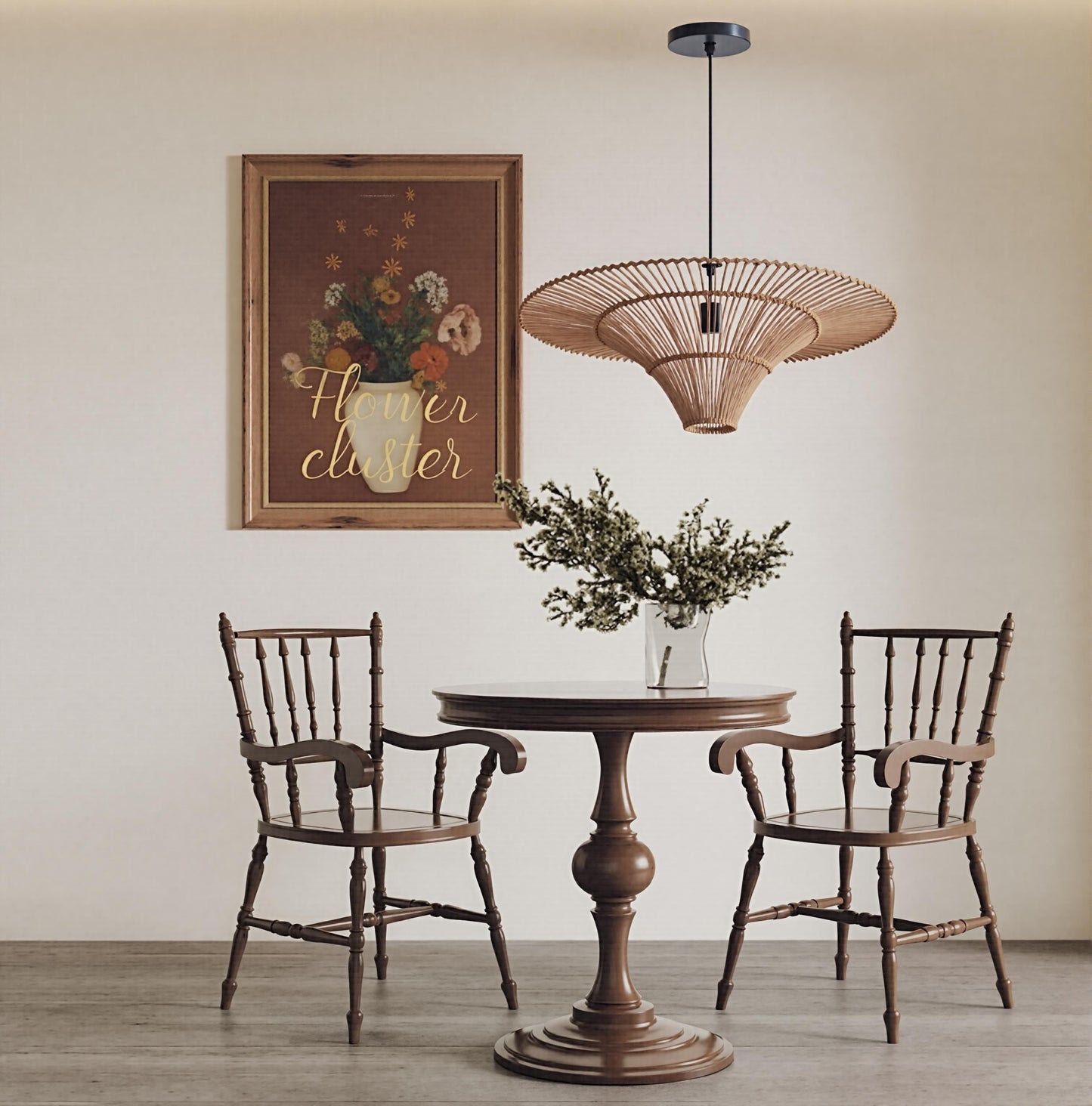 Large Rattan Wide-Brim Hat Pendant
