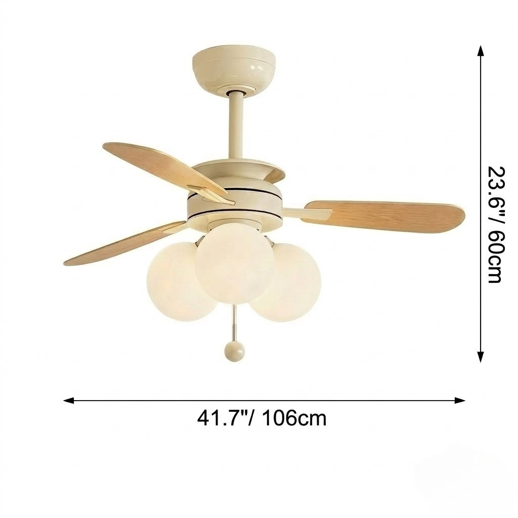 Nordic Wooden Fan with 3 Glass Shades