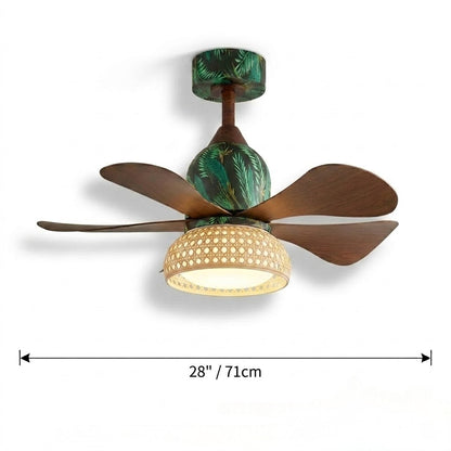 Retro Tropical Rattan Ceiling Fan