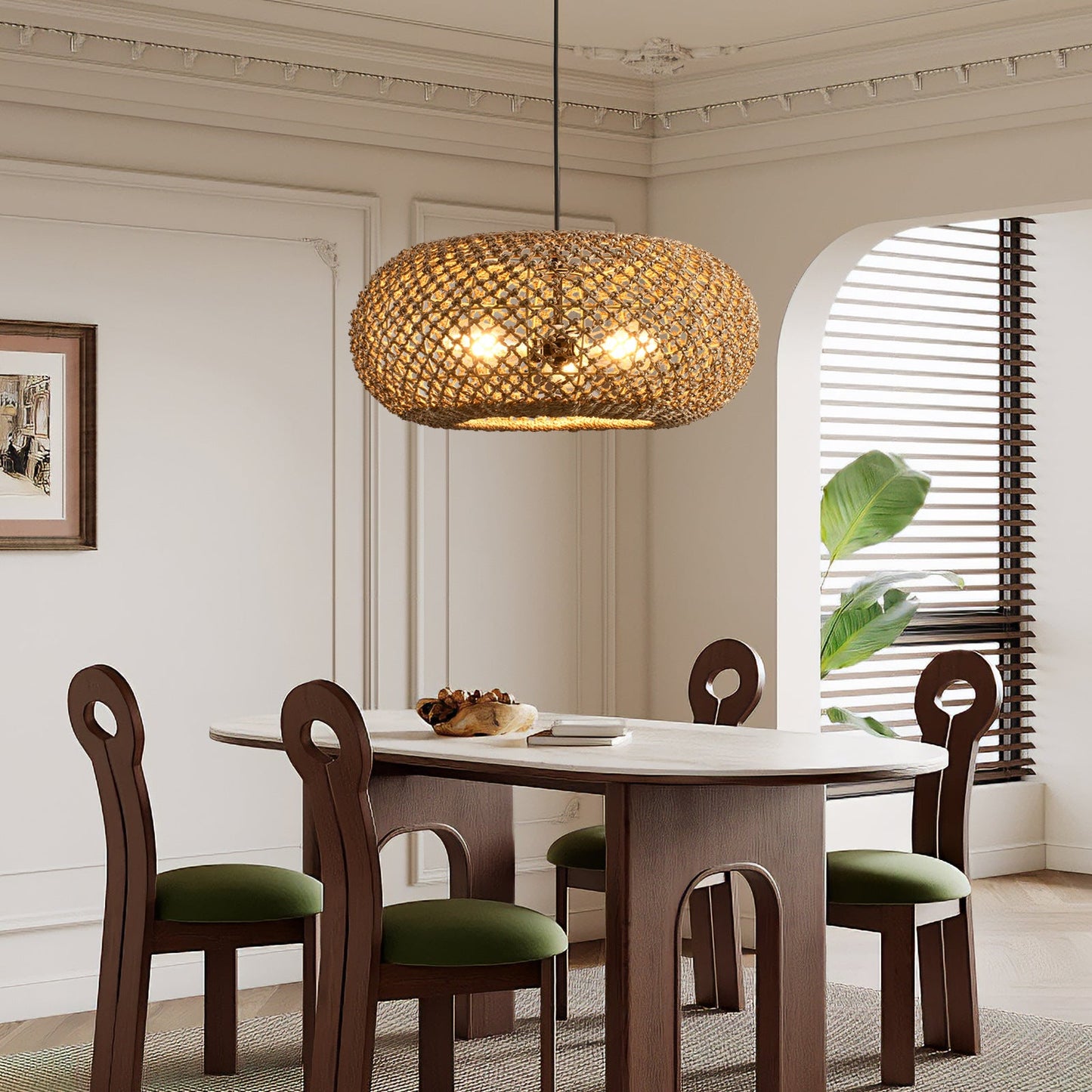 Wabi-Sabi Rattan Woven Pendant Light