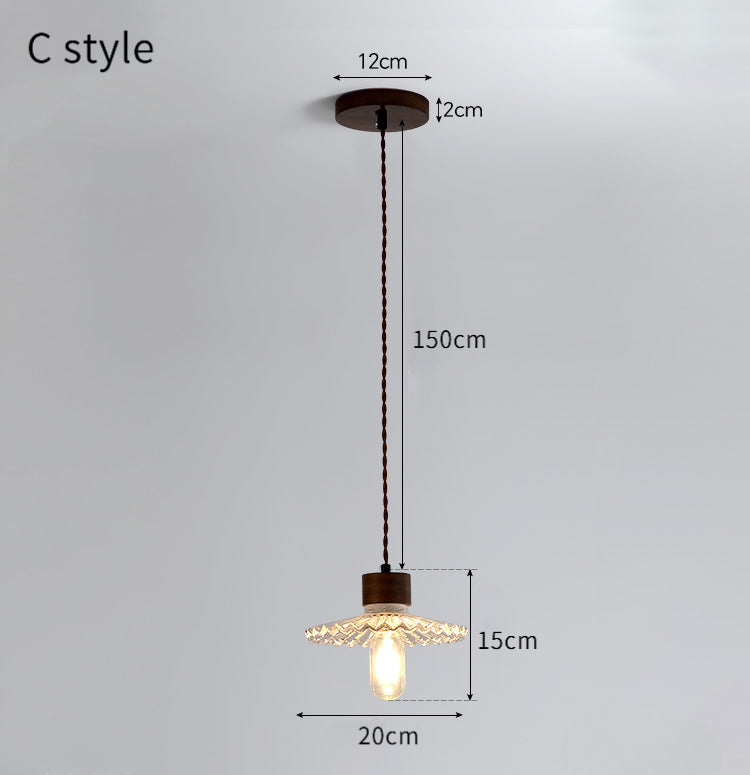 Walnut Wood and Glass Bedroom Pendant
