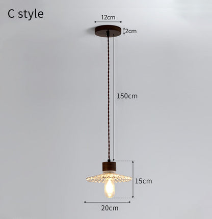 Walnut Wood and Glass Bedroom Pendant