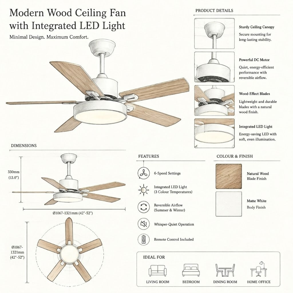 White or Bronze DC Motor Ceiling Fan