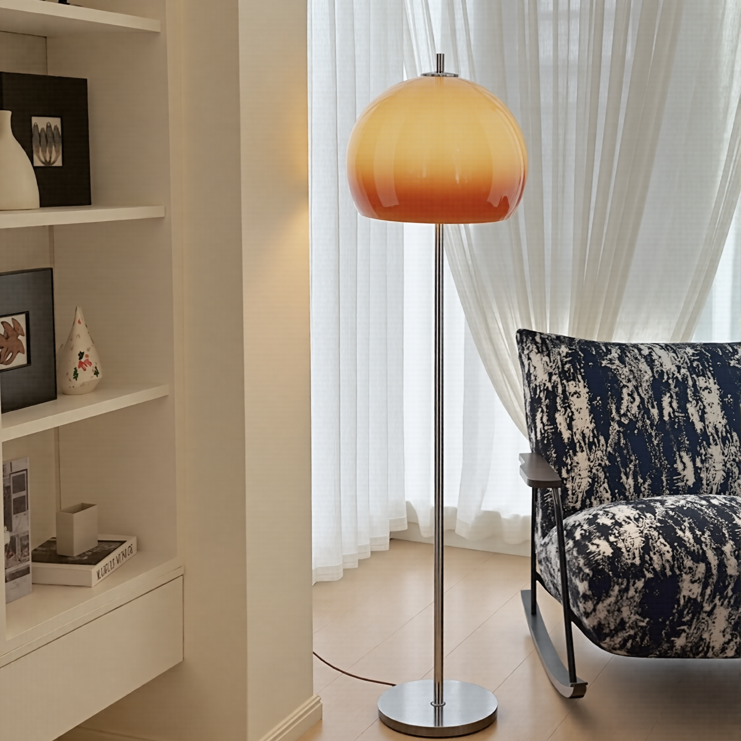 Amber Glass Mushroom Floor Lamp