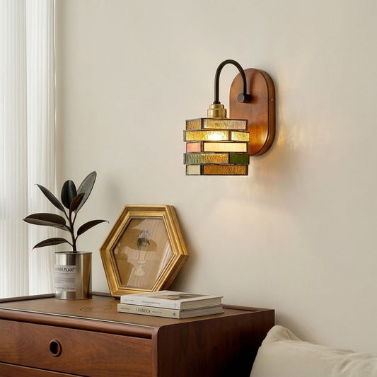 Geometric Stained Glass Wall Light