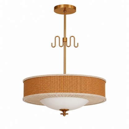 Rattan and Brass Pendant Light