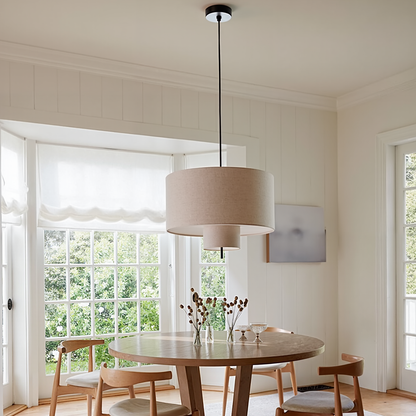 Nested Linen Drum Pendant Light