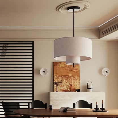 Nested Linen Drum Pendant Light