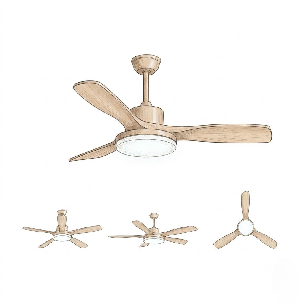 Natural Wood Finish LED Ceiling Fan
