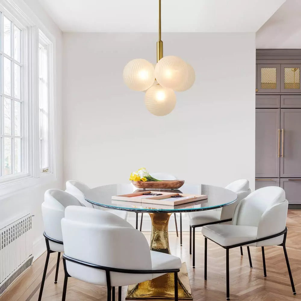 Ribbed Glass Globe Cluster Chandelier