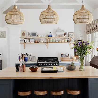 Country Rattan Woven Dining Pendant