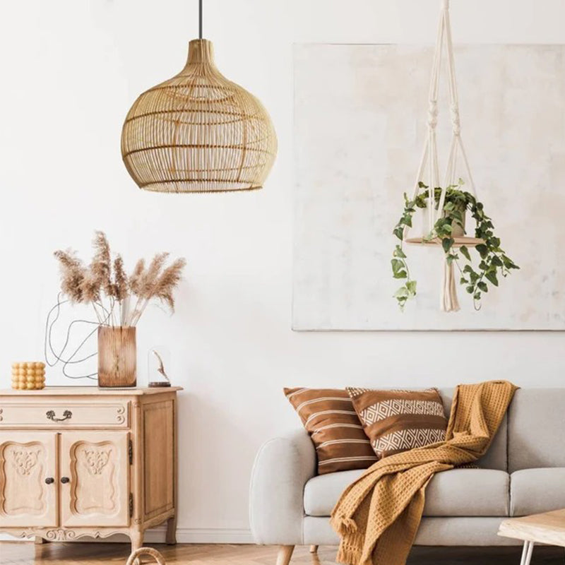 Country Rattan Woven Dining Pendant