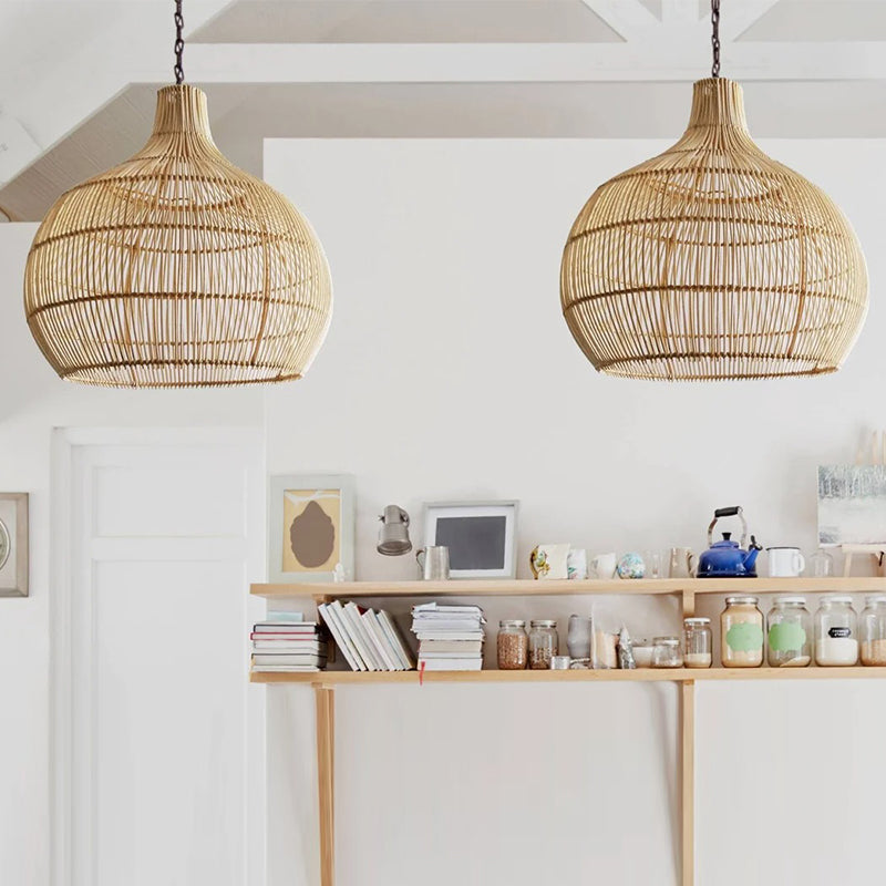Country Rattan Woven Dining Pendant