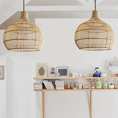 Country Rattan Woven Dining Pendant