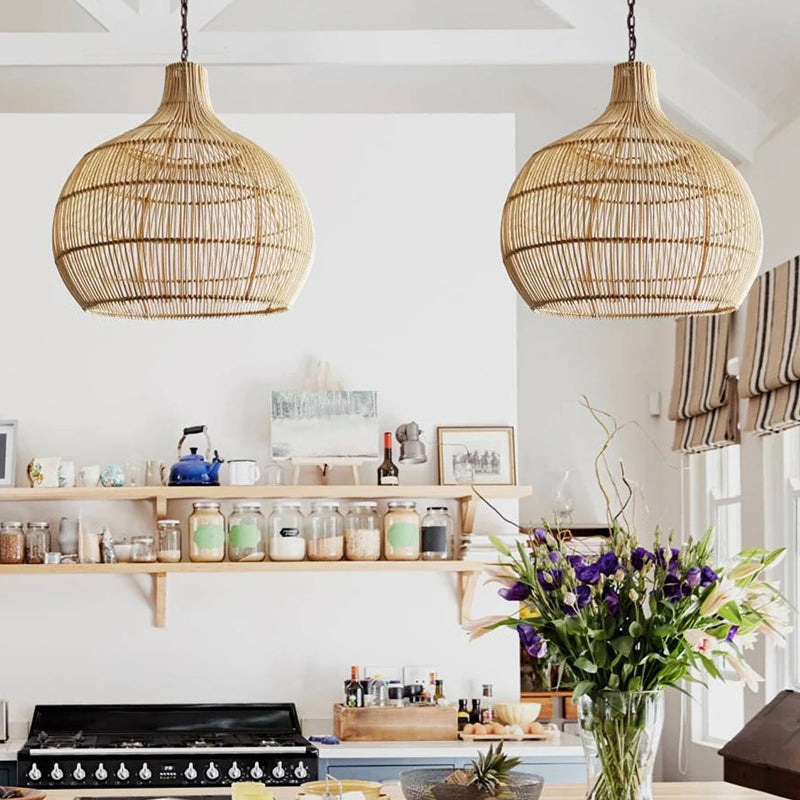 Country Rattan Woven Dining Pendant