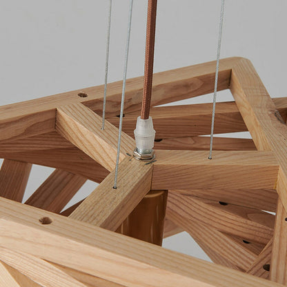 Spiral Wood Triangle Pendant Light