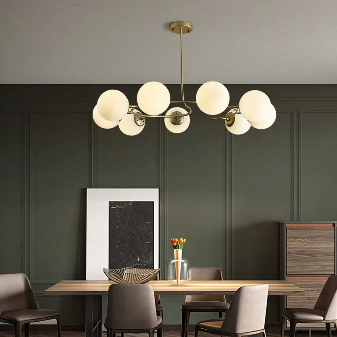 Milk Glass Bubble Cluster Chandelier