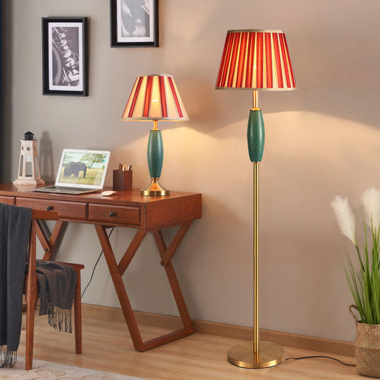 Brass and Ceramic Table and Floor Lamp