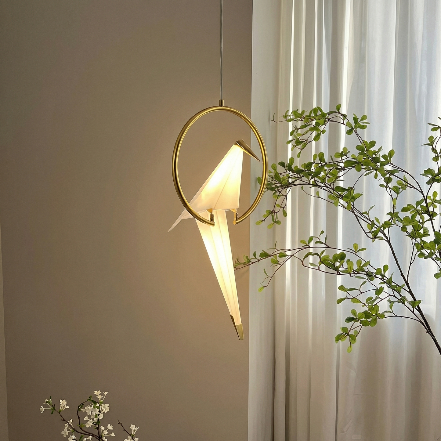 Single Origami Bird Bedside Pendant