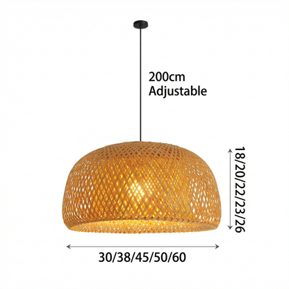 Hand-Woven Bamboo Dome Pendant Light