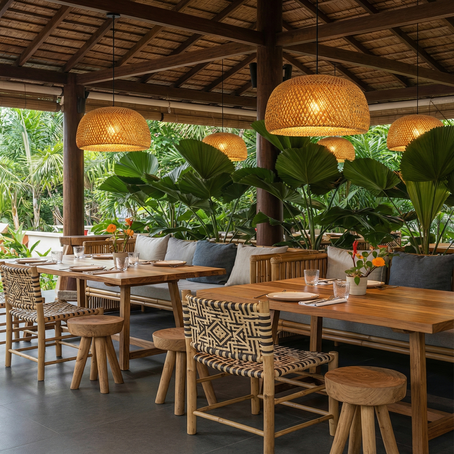 Hand-Woven Bamboo Dome Pendant Light