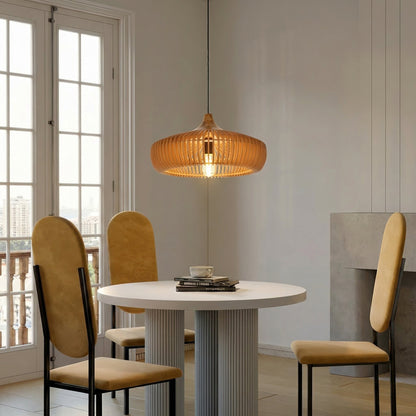 Wood Slat Fin Pendant Light
