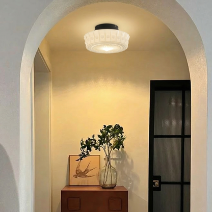 Hobnail Milk Glass Flush Mount Light
