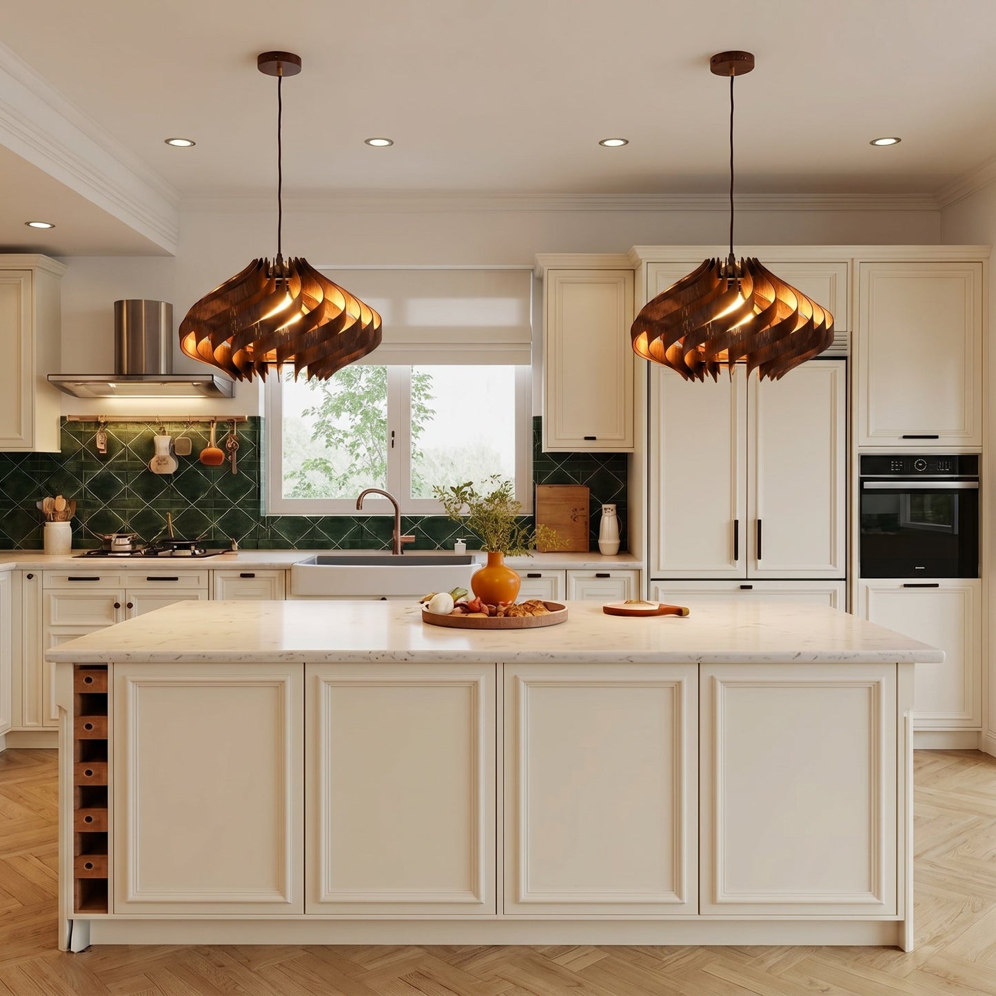 Twisted Wood Ribbon Pendant Light